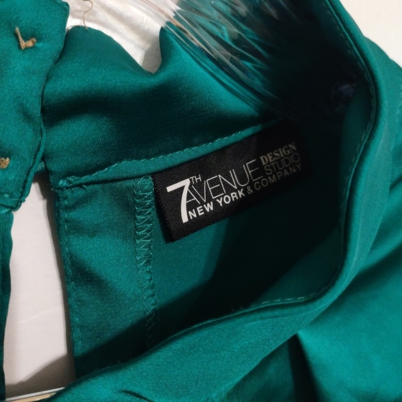 7th Avenue Design Studio Women's Top Green Sleeveless Blouse Size L - Picture 4 of 10